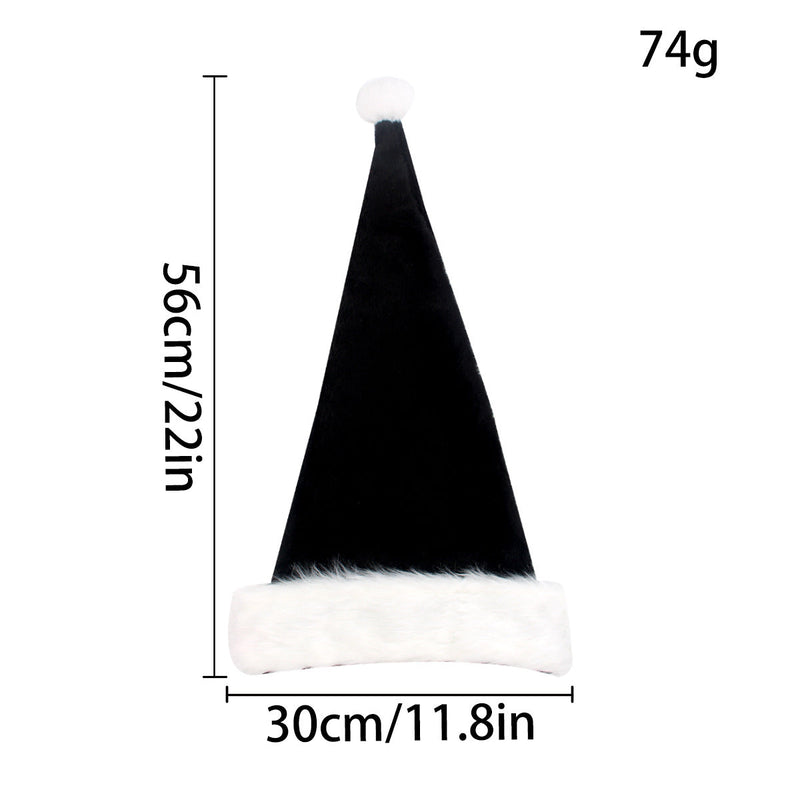 Black Christmas Hat Halloween Plush Hat Thickened Plus-sized Christmas Hat