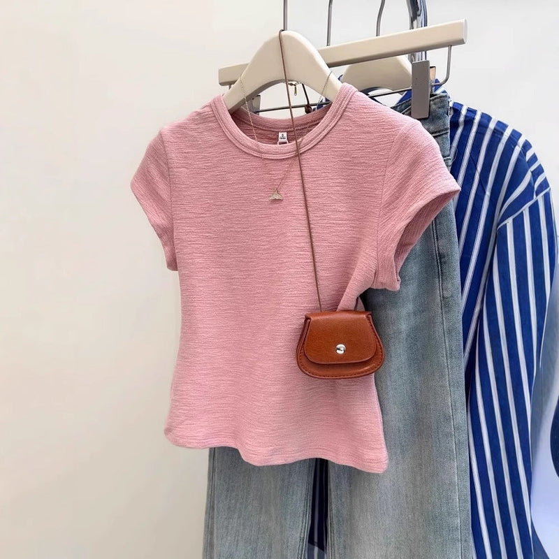 Summer Texture Ruffle Short Sleeve Women