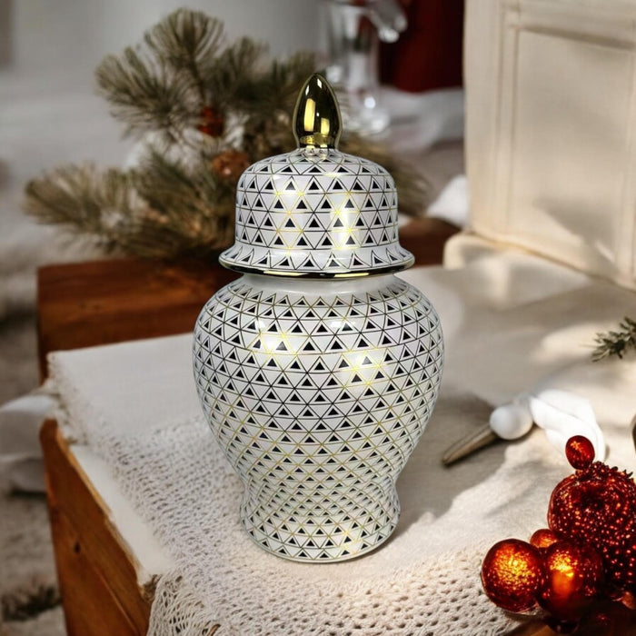 36CM CERAMIC GINGER JAR WITH LID