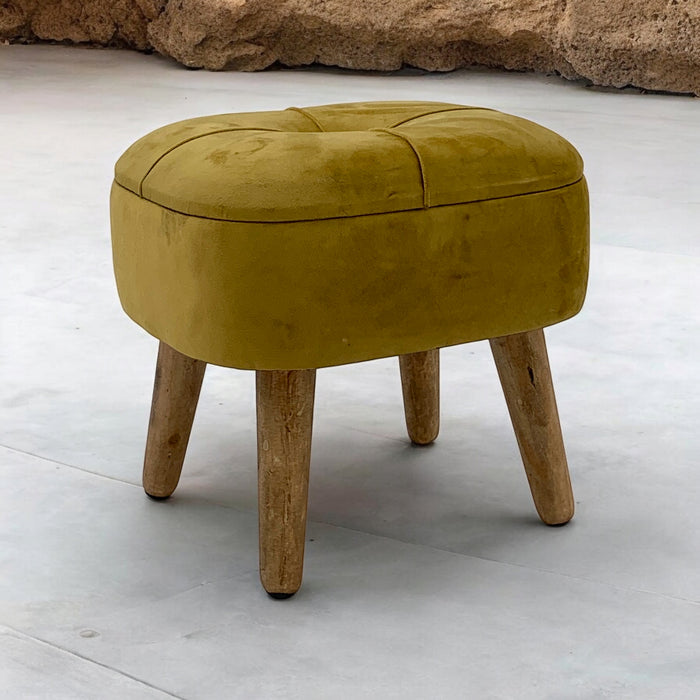 YELLOW WOODEN STOOL