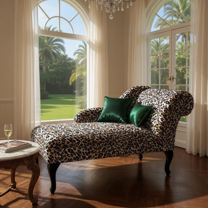 120X46X57CM LEOPARD MINI CHAISE LONGUE