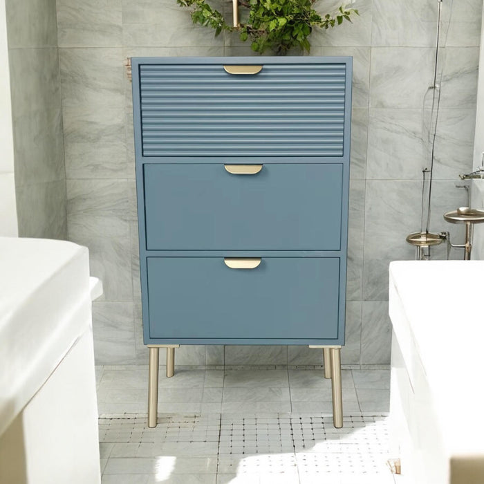 75CM BLUE WOODEN 3 DRAWER CHEST OF DRAWER