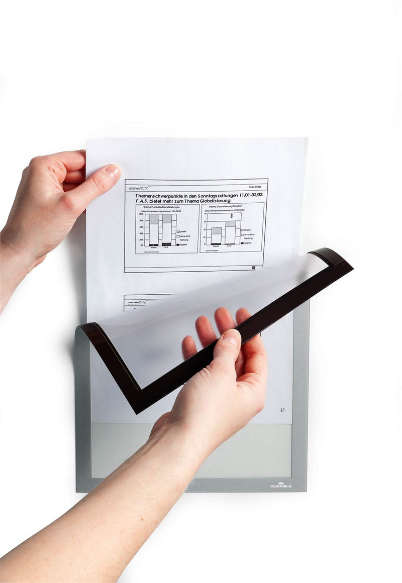 Durable DURAFRAME Magnetic Document Signage Frame for Metal | 5 Pack | A4 Blue