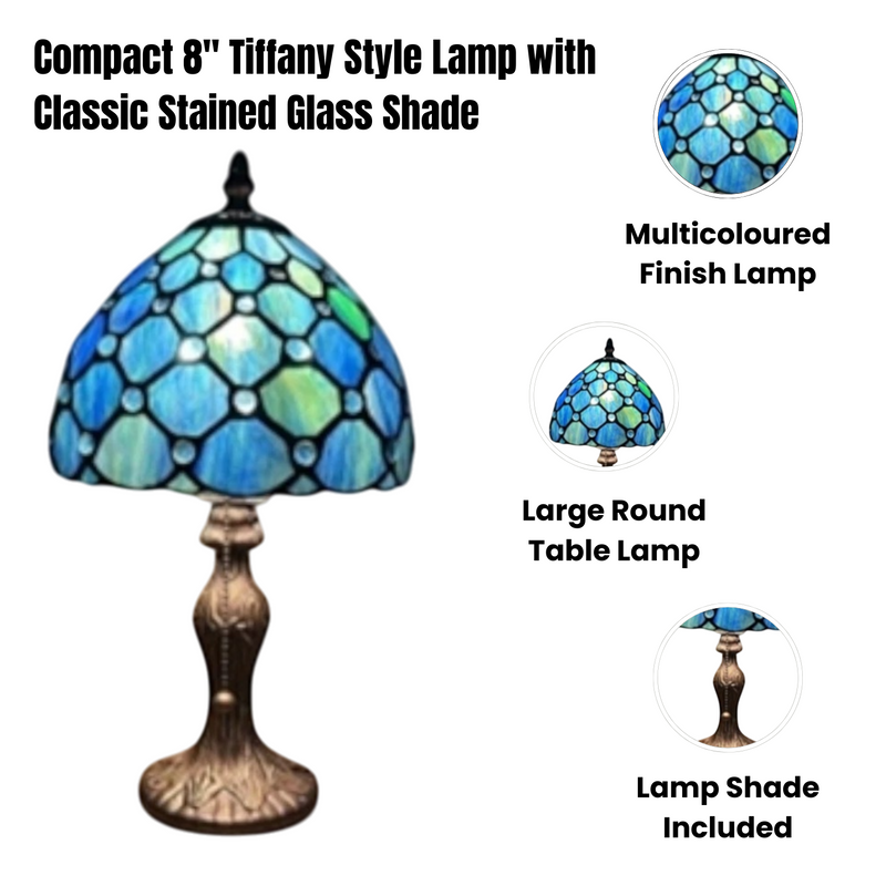 8" SHADE  BLUE TIFFANY LAMP