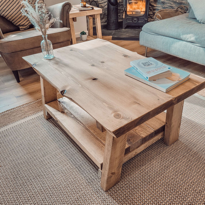 LOTTI Live / Waney Edge Coffee Table With Shelf