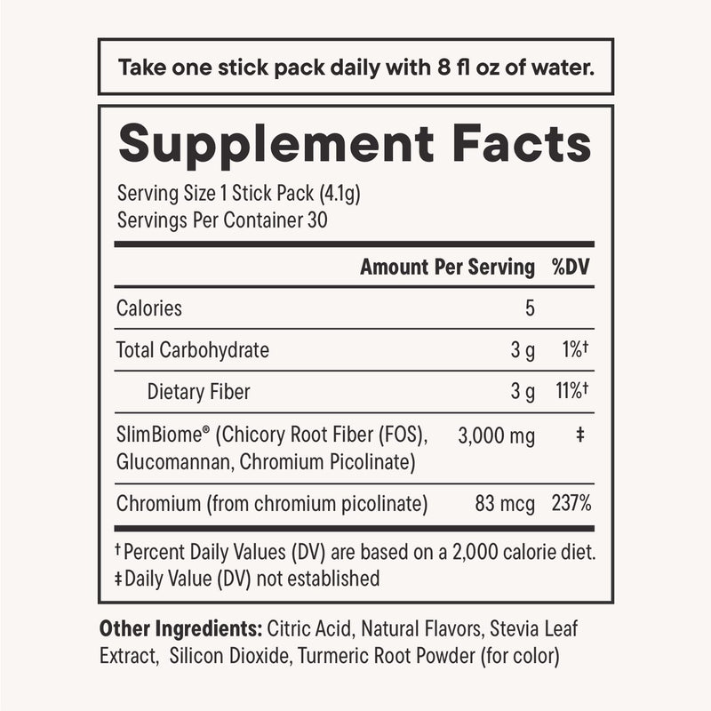 Daily Nouri FeelFull Prebiotic Fiber Drink Mix | Supports Natural Fullness, Appetite & Cravings Control, Gut & Metabolic Health | Oligofructose, Glucomannan & Chromium | 30 Stick Packs