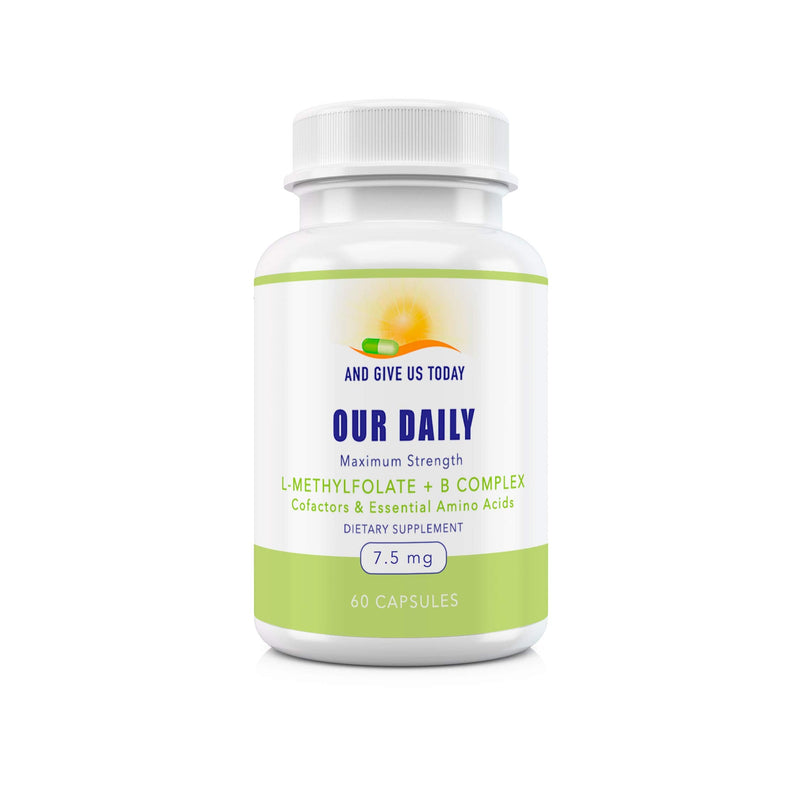 Our Daily Vites L-Methylfolate B Complex Co-factors & Essential Amino Acids (7.5mg) – Active Folate, Methylated B12 Methylcobalamin, B6 & Glycine – 60 Count