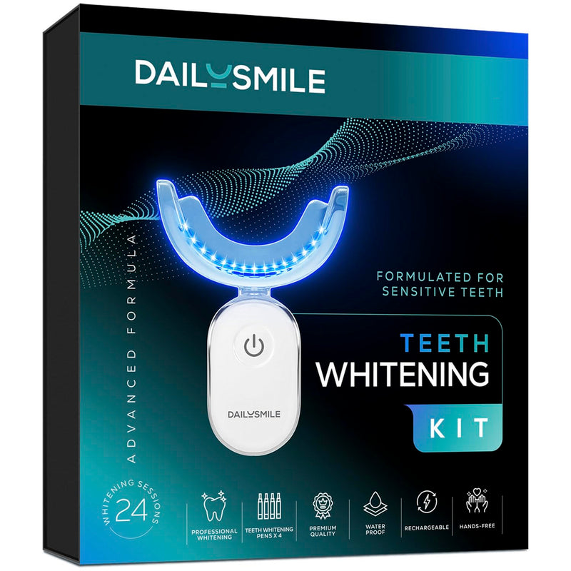 Dailysmile Teeth Whitening Kit with LED | Safe for Sensitive Teeth | Hands-Free, Waterproof LED Light
