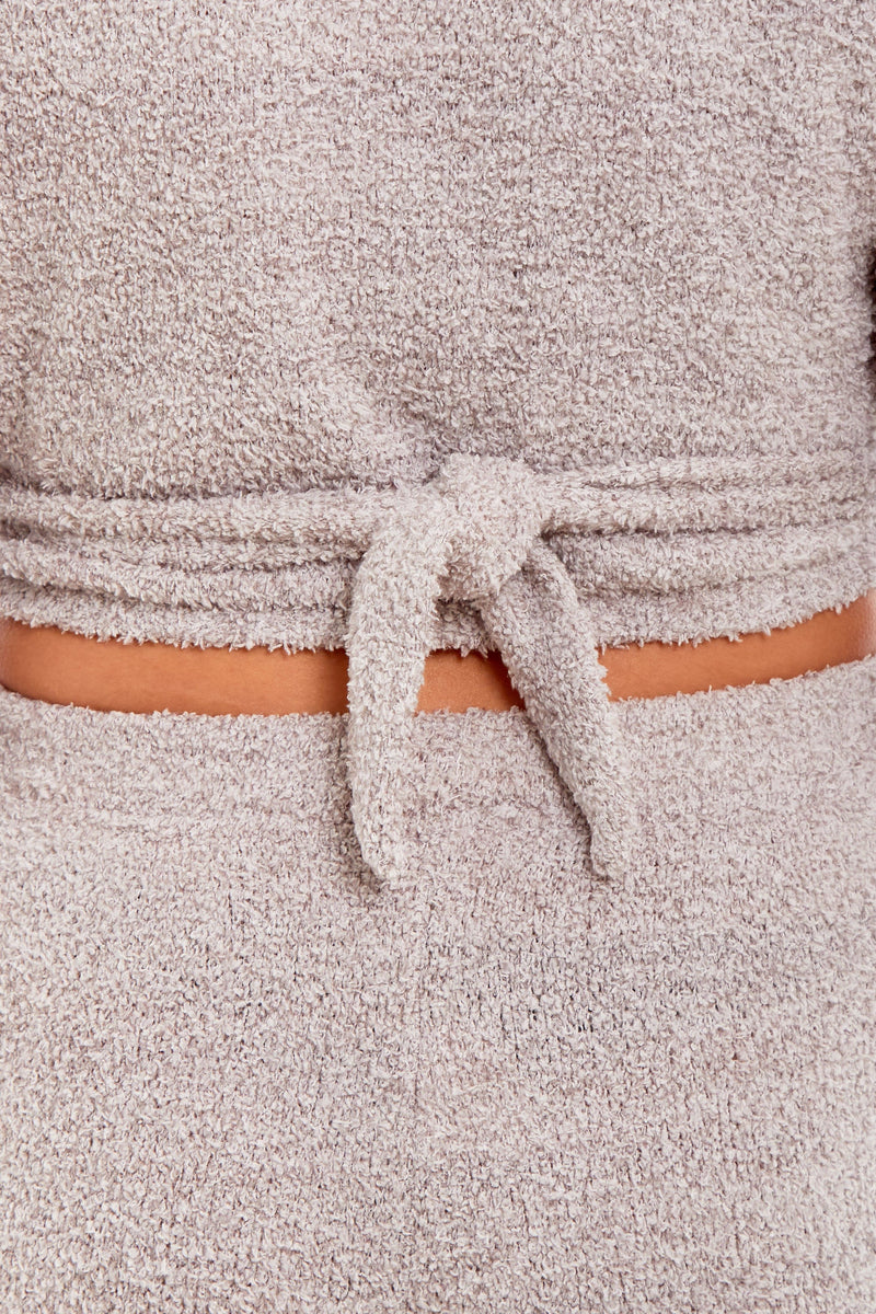 OLIVIA ROCCO Womens Teddy Fleece Loungewear Set With Wrap Top And Stretch Pants Easy-Care Super Soft Sleep Set