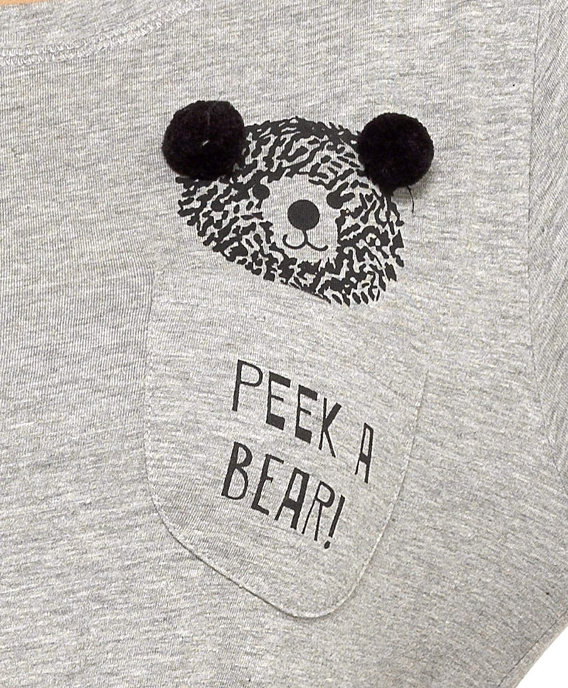 OLIVIA ROCCO Womens Grey Cotton Pyjama Set With Teddy Bear Design Cosy Easy-Care Nightwear Set