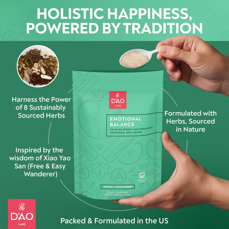 D'AO Labs Emotional Balance Powder – Calm & Stress Relief (Apple-Cucumber Flavor)