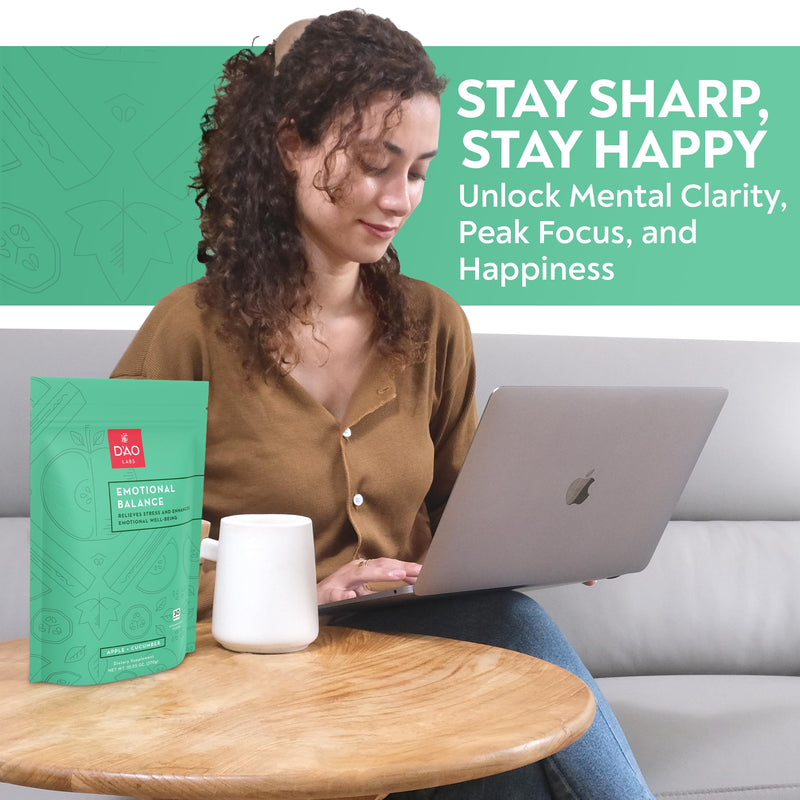 D'AO Labs Emotional Balance Powder – Calm & Stress Relief (Apple-Cucumber Flavor)