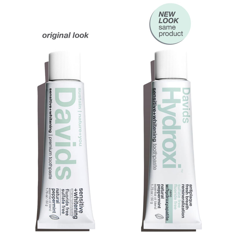 Davids Nano Hydroxyapatite Toothpaste – Fluoride Free, Travel Size 1.75oz, Sensitive Relief | Made in USA