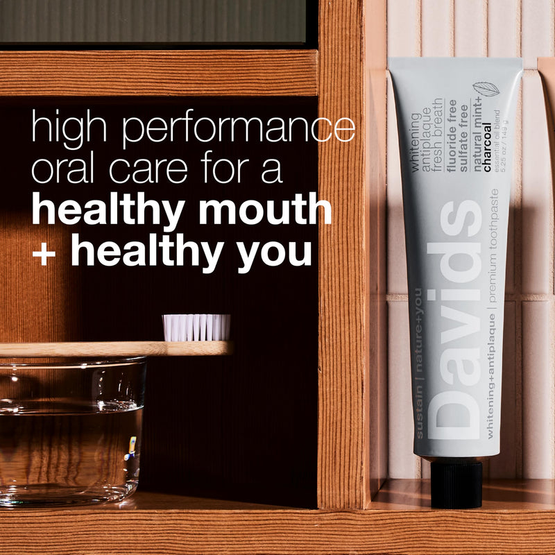 Davids Whitening Charcoal Travel Toothpaste – Fluoride Free, Peppermint, TSA 3-Pack