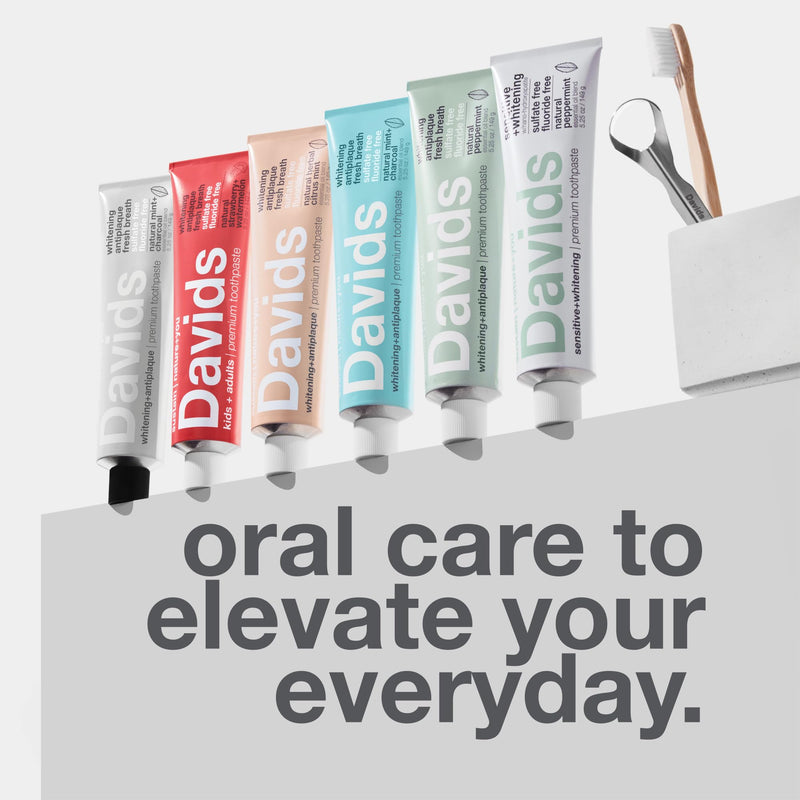 Davids Whitening Charcoal Travel Toothpaste – Fluoride Free, Peppermint, TSA 3-Pack