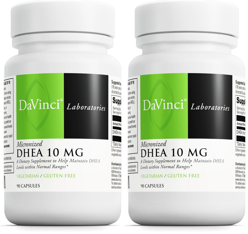 DAVINCI Labs Micronized DHEA 10mg – Hormone Balance, Brain Health & Thyroid Support | Vegetarian, Gluten-Free | 90 Capsules (Pack of 2)