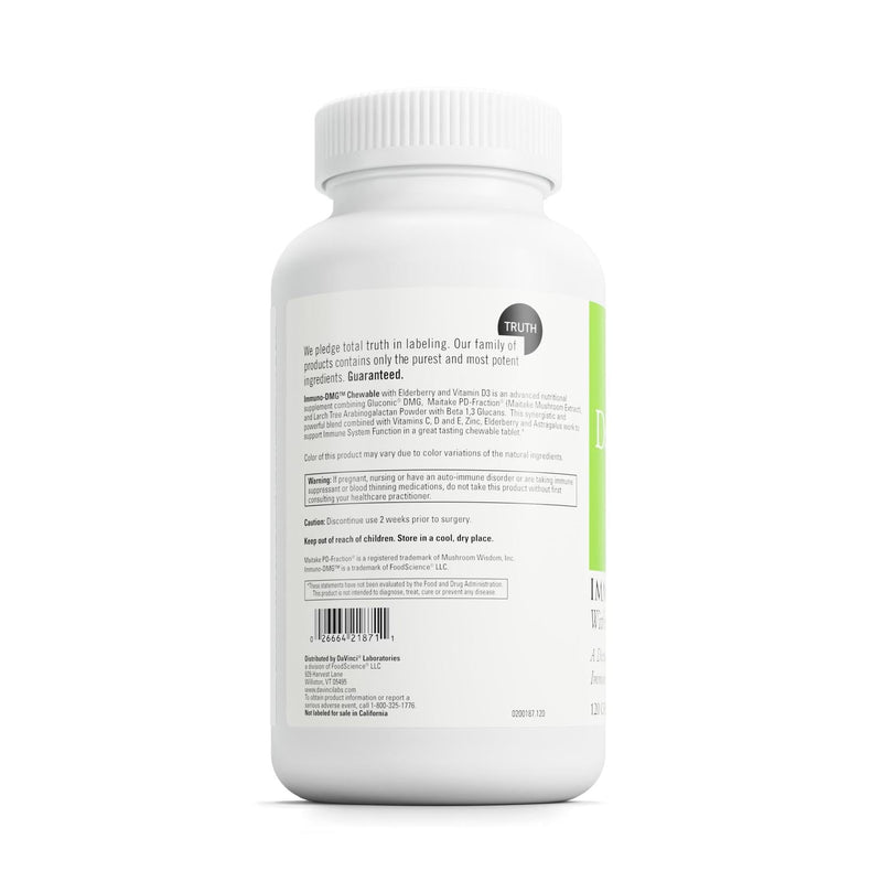 DAVINCI Labs Immuni-DMG Chewable with Elderberry & Vitamin D3 | Immune Support Supplement - 120 Chewable Tablets