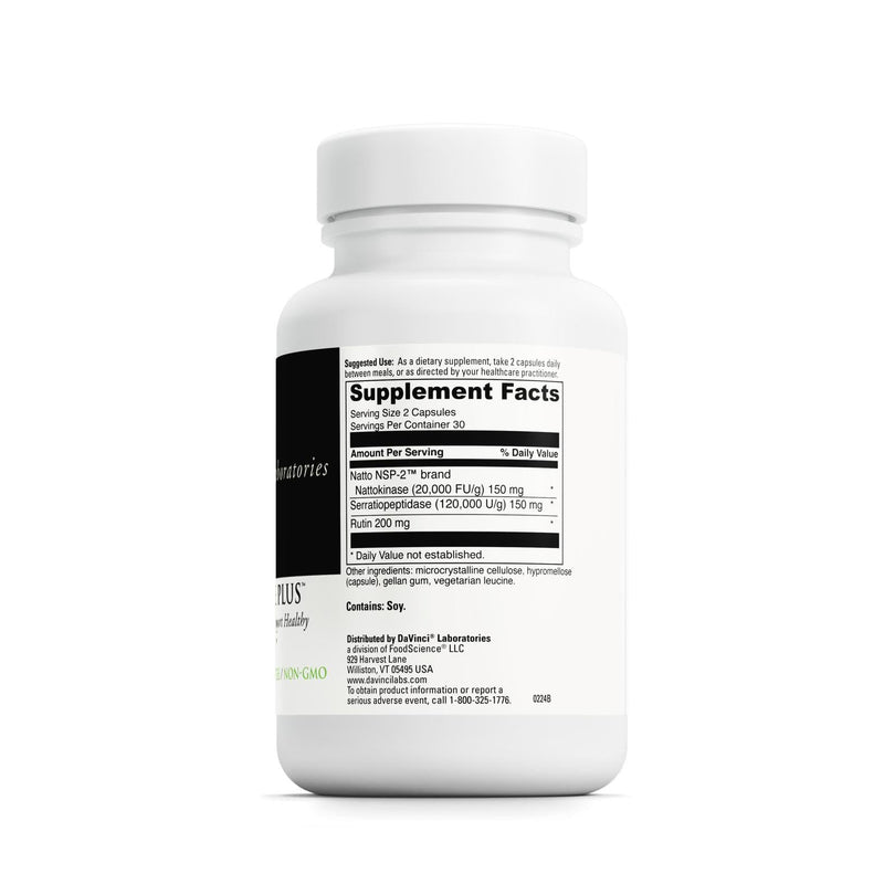 DAVINCI Labs Nattokinase Plus — High-Potency Nattokinase + Antioxidant Support for Circulation | Gluten Free, 60 Veg Capsules