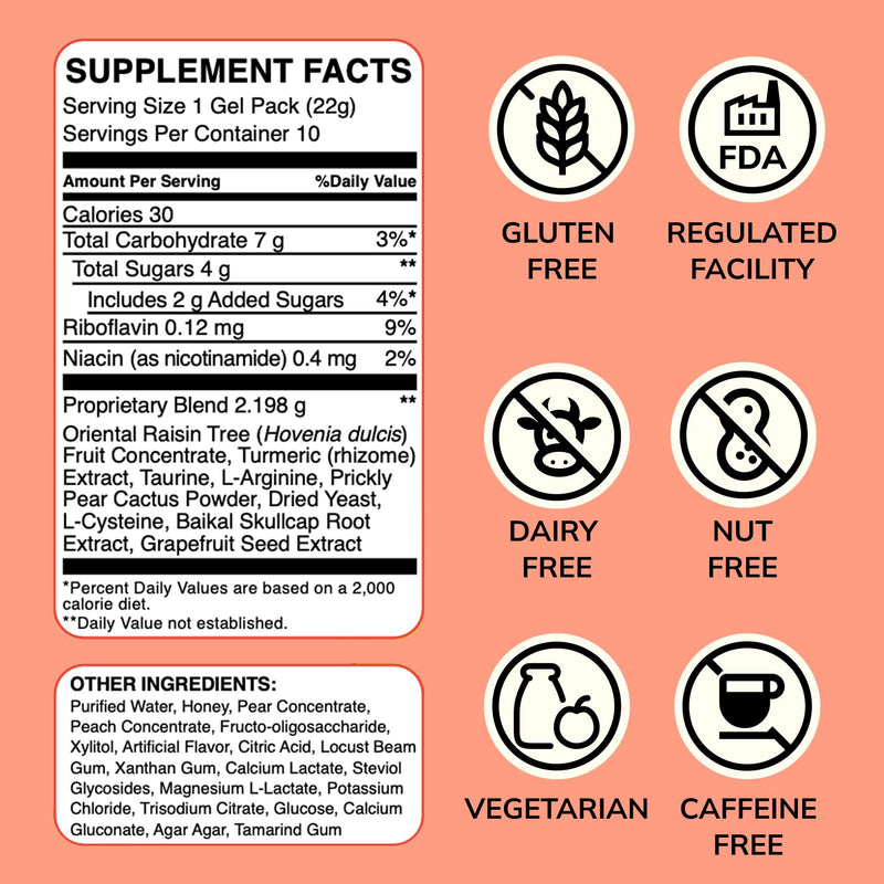 DAYGUARD — Doctor-Formulated Jelly to Feel Better After Drinking & Support Your Liver | Pre Alcohol Aid & Pre Drinking Prevention | DHM, L-Cysteine, Turmeric, Korean Pear | Peach Flavor | 22g × 10
