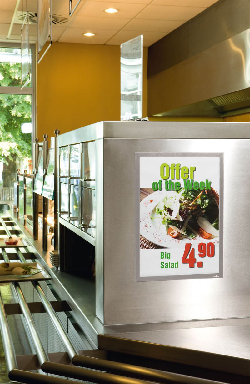 Durable DURAFRAME Self Adhesive Magnetic Signage Frame | 2 Pack | A3 Silver