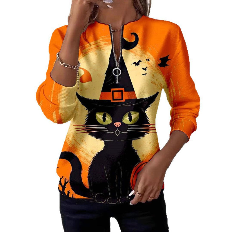 Women's Casual Christmas-Print Raglan Sweatshirt