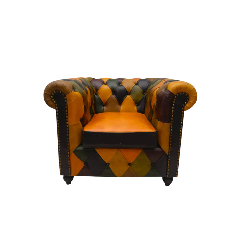 98CM LEATHER SOFA Harlequin diamond pattern
