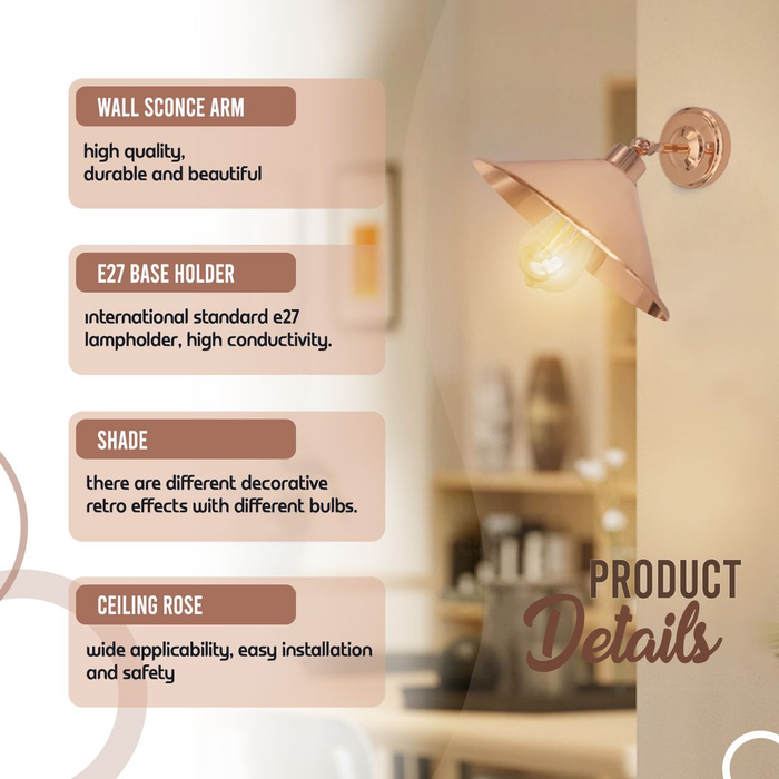 Rose Gold Retro Metal Lamp Electroplated Finish E27 lamp