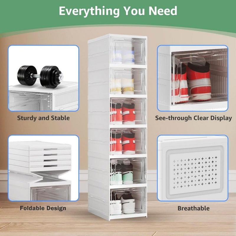 Shoe Box Shoe Storage Organizer Foldable Sneaker Boxes Collapsible Footwear Case