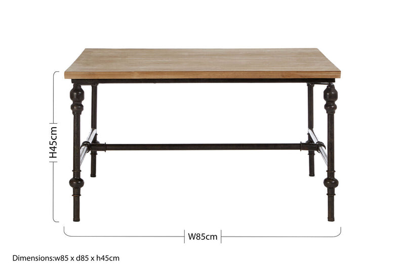 Natural Square Coffee Table with Fir Wood Top | Tribeca