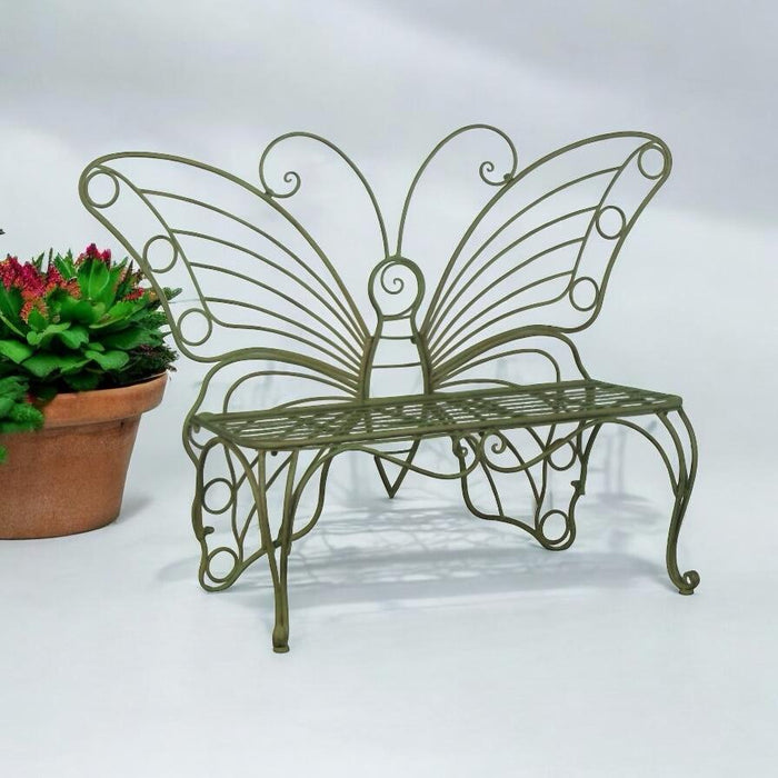 GREEN BUTTERFLY METAL BENCH