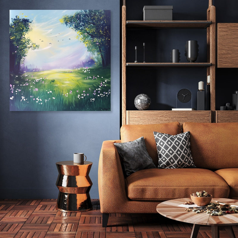 Morning Mist Meadow Canvas