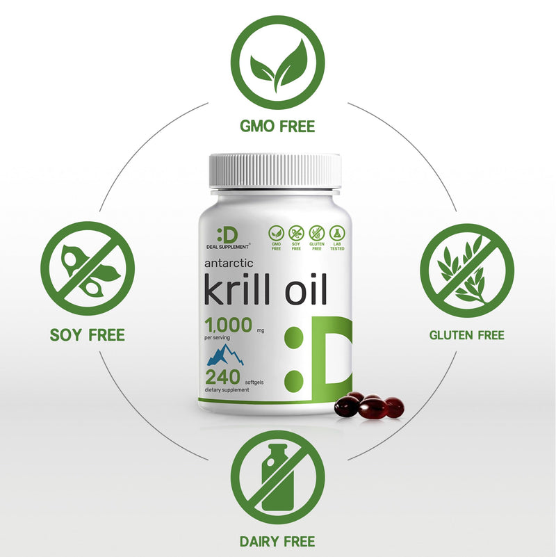 DEAL SUPPLEMENT Antarctic Krill Oil 2 Pack – 1,000mg/Serving, 480 Softgels