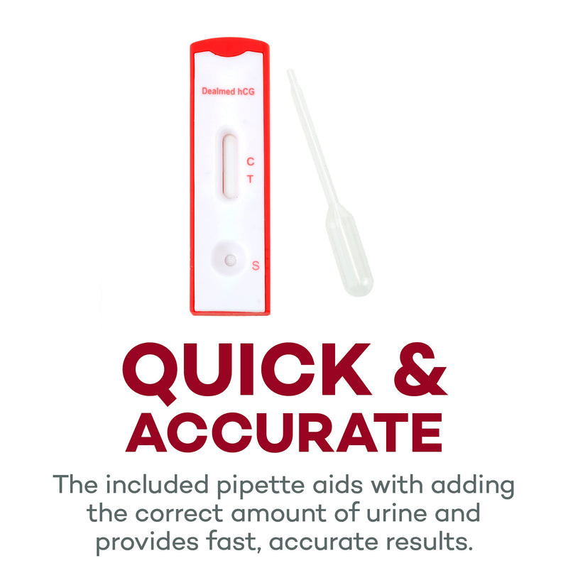 DealMed HCG Urine Cassette Pregnancy Test – 25 Count with Disposable Pipettes