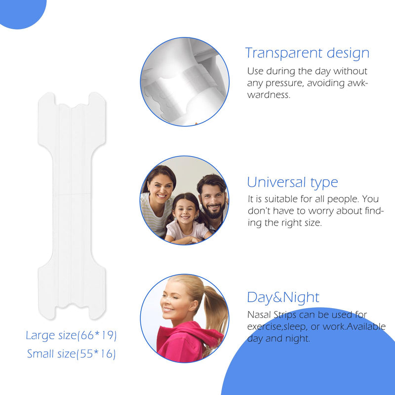 Debaishi Upgraded Invisible Nasal Strips 66mm x 19mm - Transparent, Skin-Friendly, Day & Night Use