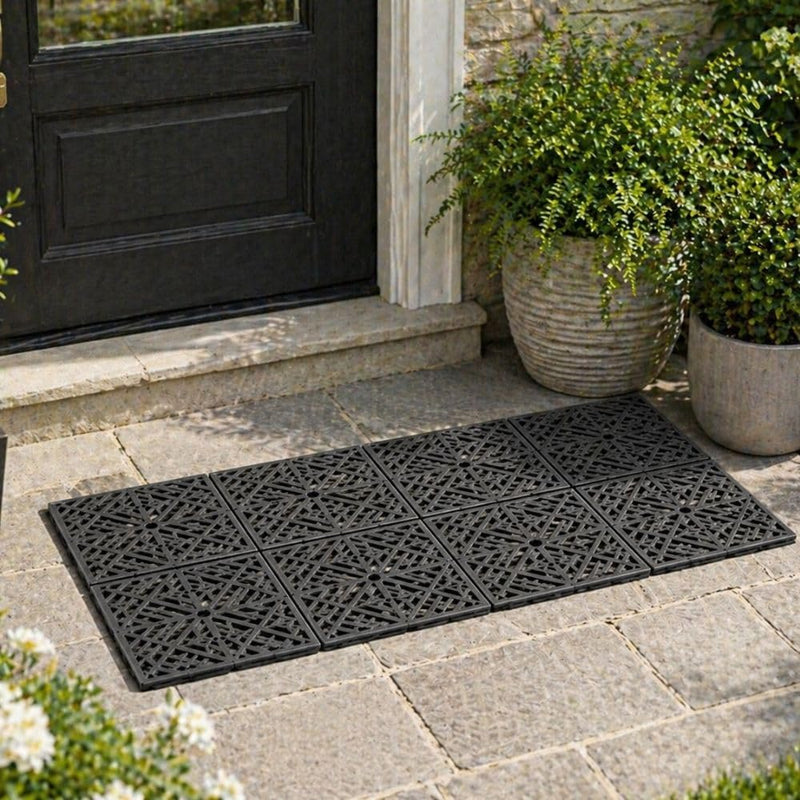 Grey Interlocking Decking Tiles 10 Pack Outdoor Patio Balcony Flooring