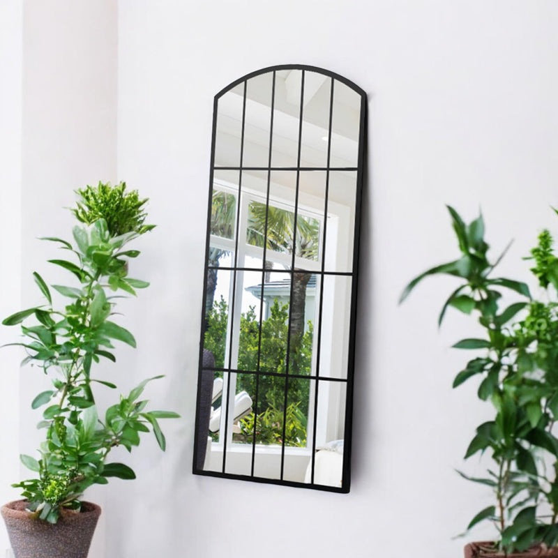 Decorative Garden Wall Mirror - Cast Iron/Metal - L2 x W75 x H170 cm - Black - InStock
