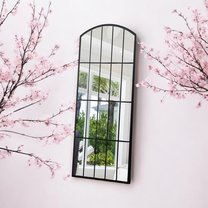 Decorative Garden Wall Mirror - Cast Iron/Metal - L2 x W75 x H170 cm - Black - InStock