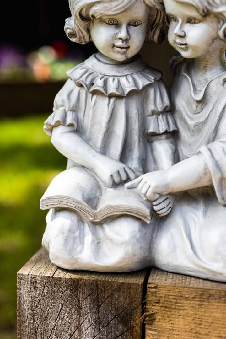 Resin Reading Angel Lamp Child Statue – Decorative LED Cherub Ornament