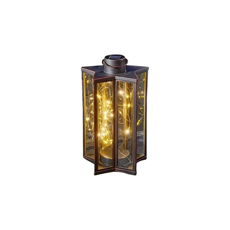 Firefly Effect Hanging Star Solar Lantern Warm White Metal 32cm