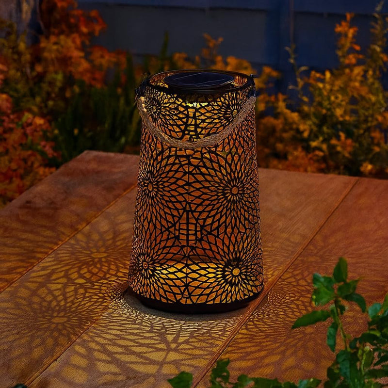 Solar LED Moroccan Garden Lantern Hanging Outdoor Table Light