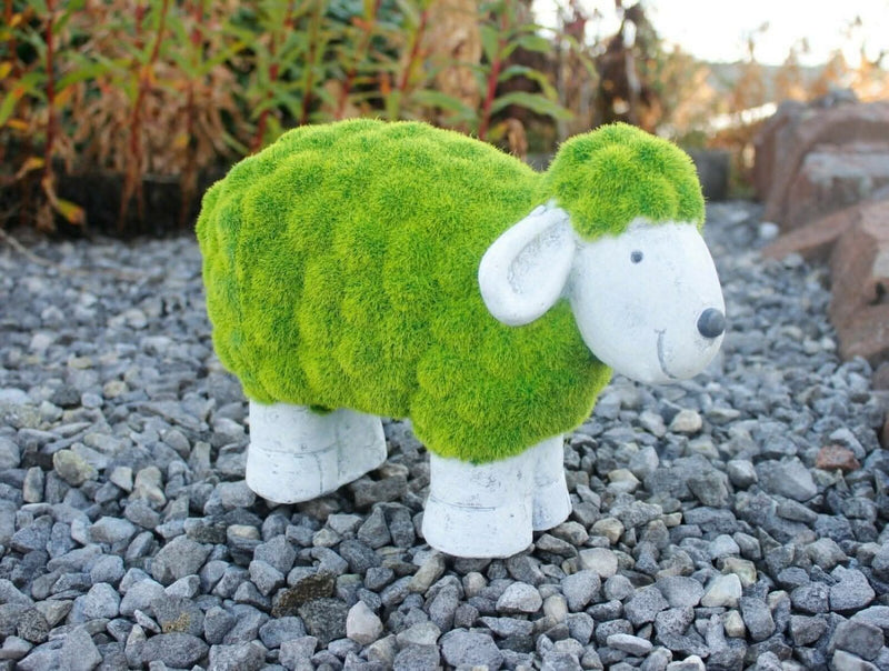 Stone & Grass Effect Sheep Garden Ornament Resin Statue 35cm