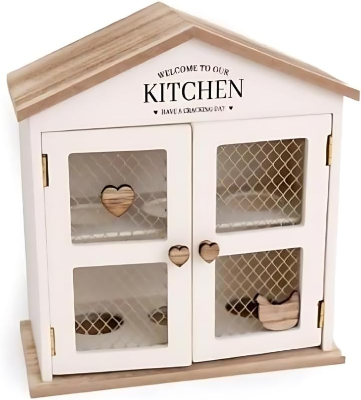 Wooden Egg Holder for 6 Eggs Rustic Kitchen Storage House