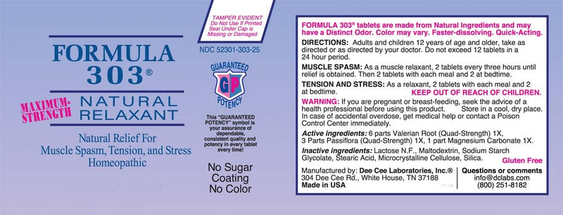 Dee Cee Labs Formula 303 Maximum Strength Tablets – 90 Count | All-Natural Relaxant with Magnesium, Valerian Root & Passion Flower