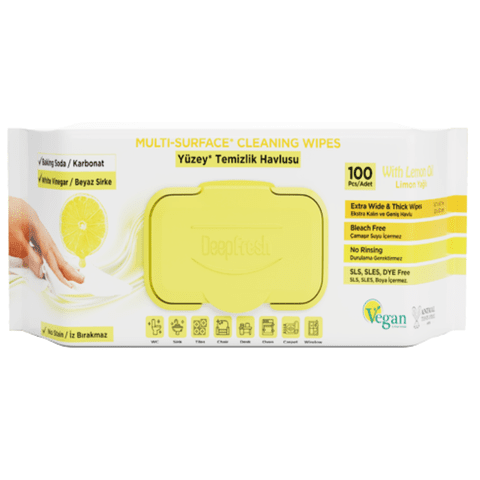Deep Fresh Multi Surface Cleaning Wet Wipes Lemon  12 Packs x 100 Pcs