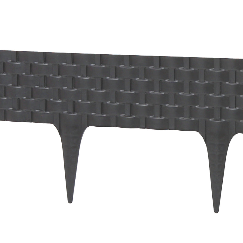 Lawn Edging, Plastic Palisade Rattan Effect, 2.4m, Deep Grey