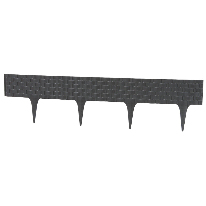 Lawn Edging, Plastic Palisade Rattan Effect, 2.4m, Deep Grey