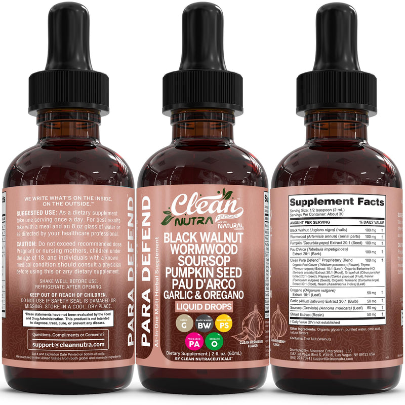 Defend Wormwood & Black Walnut Cleanse Drops for Gut Health | Clean Nutra