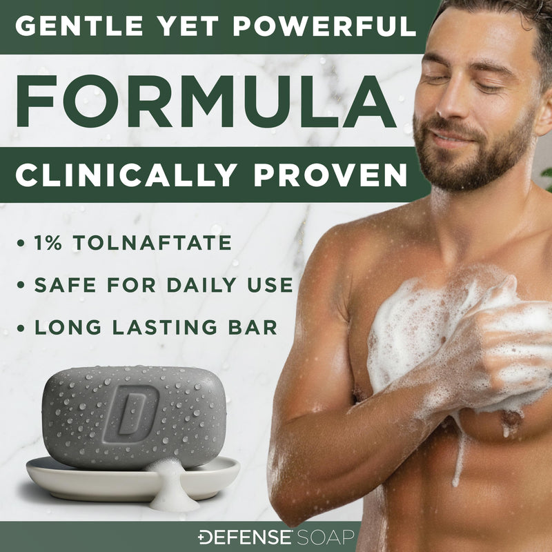 Defense Antifungal Bar Soap | Medicated Tolnaftate for Athlete's Foot, Ringworm & Jock Itch | Defense Soap