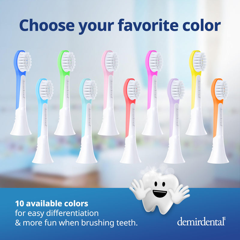 Demirdental Kids Mini Toothbrush Heads for Philips Sonicare Kids – Ages 3–6, Magenta (HX6038-8)