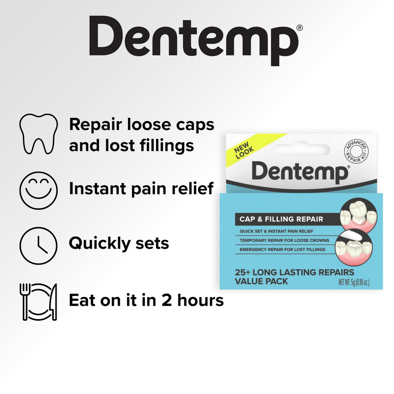 Dentemp Maximum Strength Lost Filling & Loose Cap Repair Kit – Instant Pain Relief